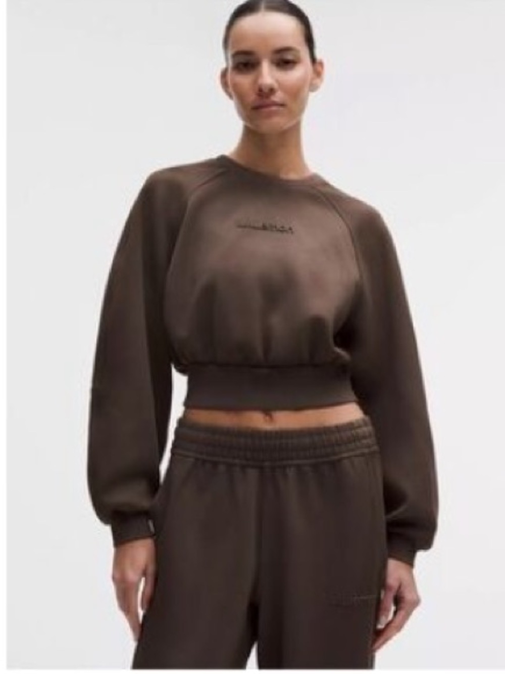 lululemon athletica Chocolate Brown Cropped Crew Sweatshirt